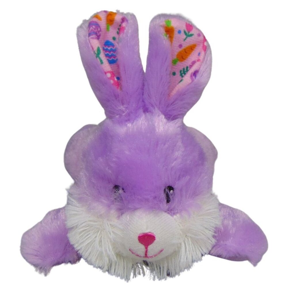 Purple Easter Bunny Plush Floppy Ears Print Carrot Egg Bow